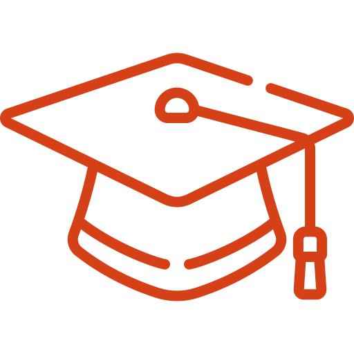 graduation cap icon in red