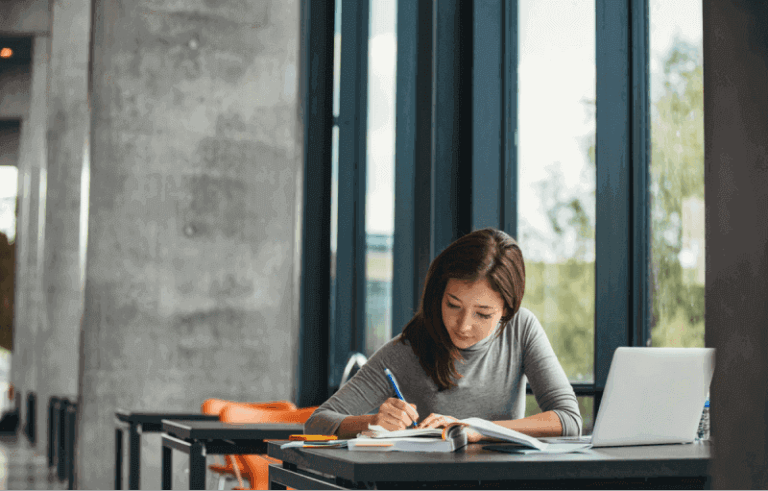 Working student studying