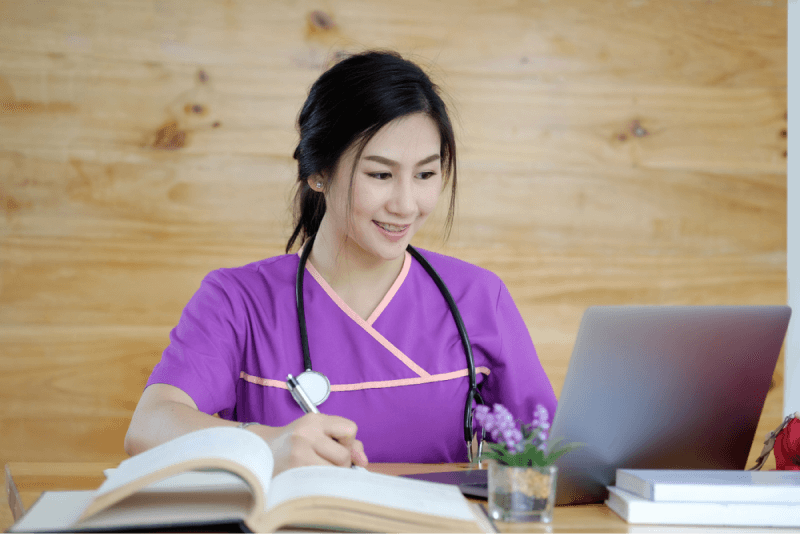 young nurse studying