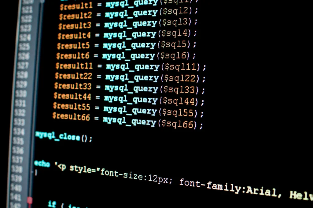 series of codes displayed on a computer