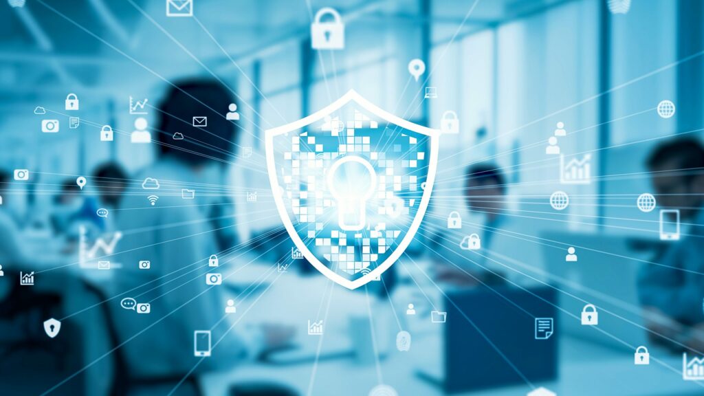 people in it working with security icon in front