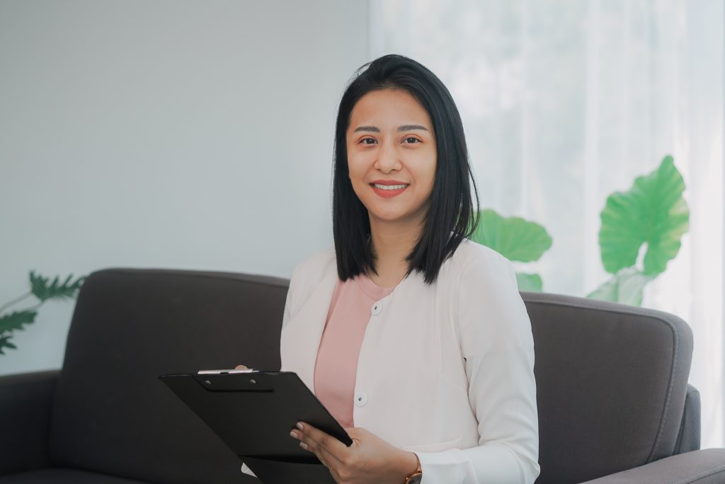a psychologist smiling