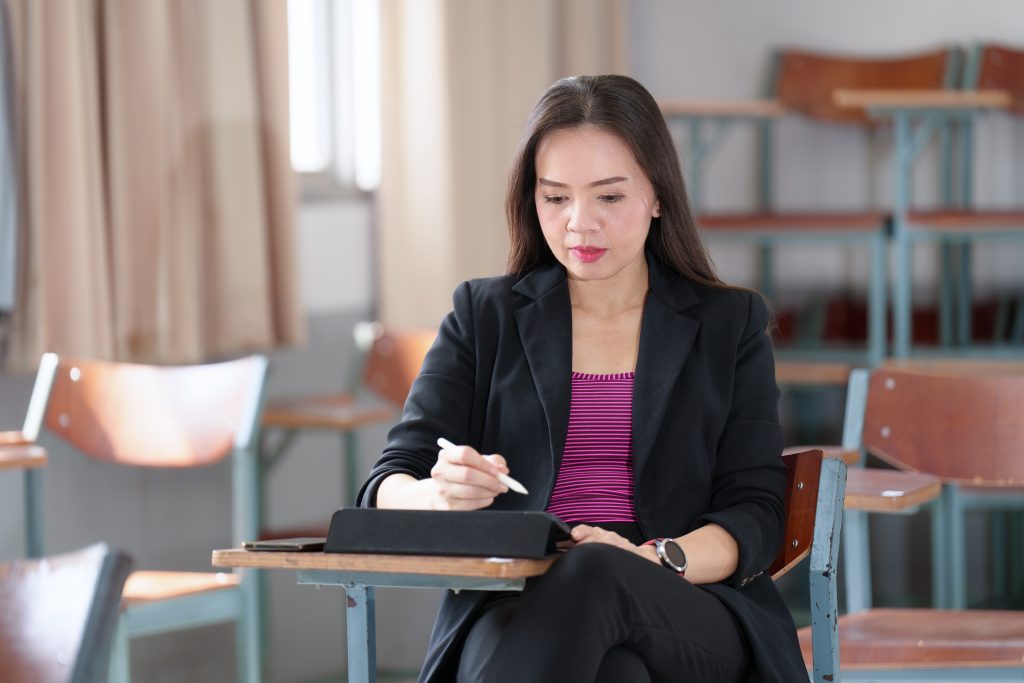 a graduate student writing