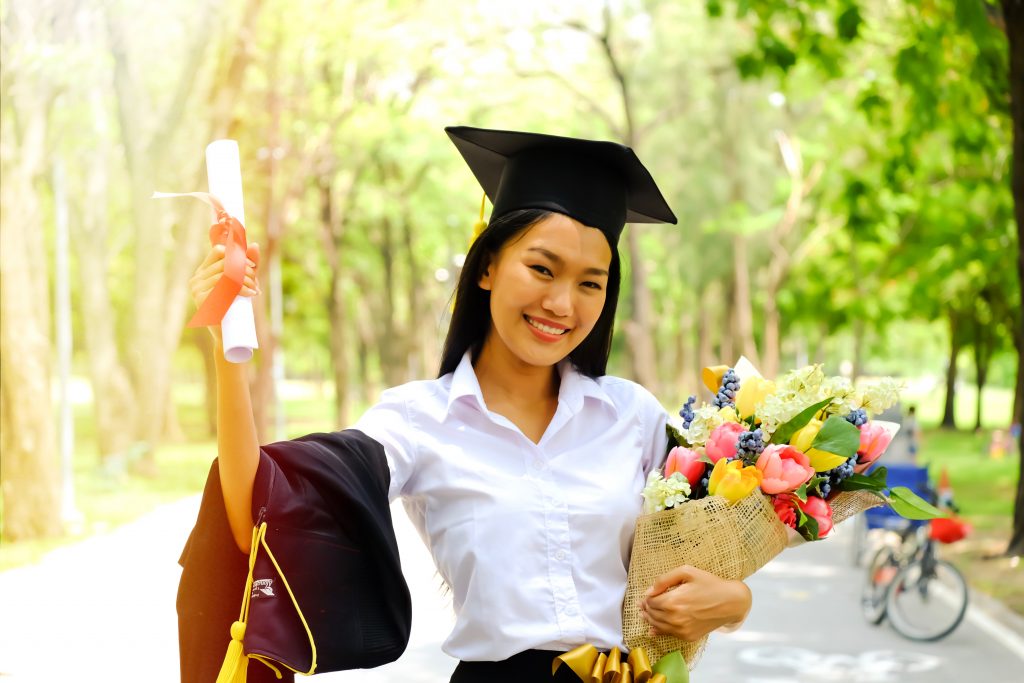 a student attending her graduation rites