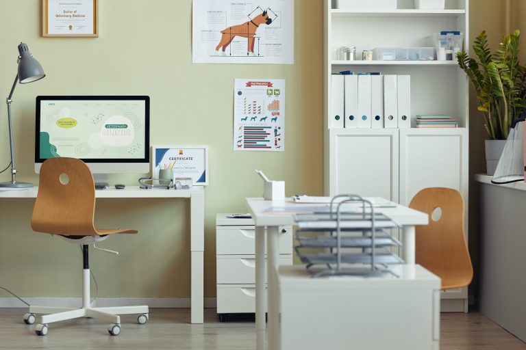 a clinic with computer and medical related equipments