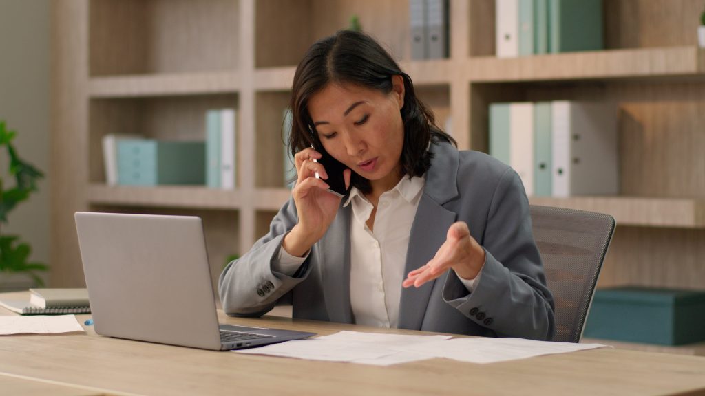a business professional having a phone call